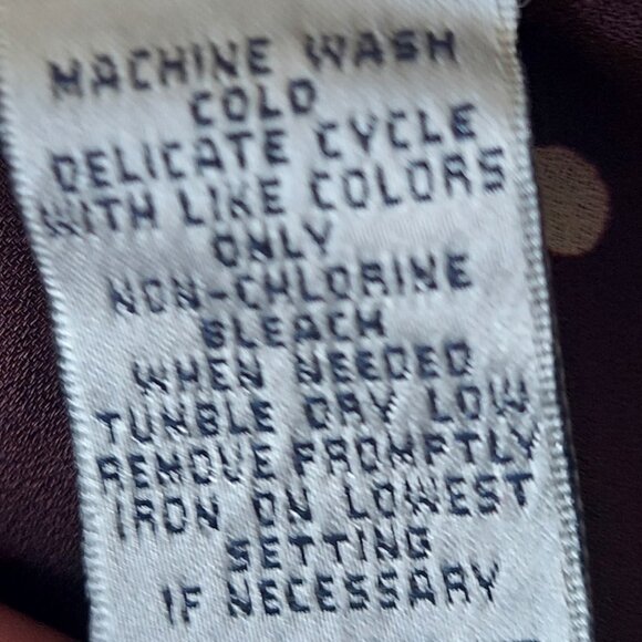 Rena Rowan Petites Sz 16P Short Sleeve Sheer Top Brown White Polka Dot - Picture 10 of 10